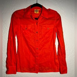 Tory Burch Orange Button Down With Gold Buttons